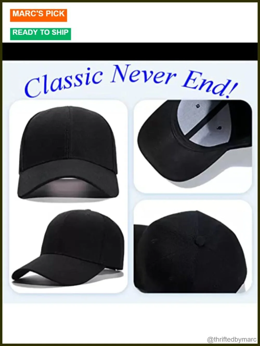 Classic Baseball Cap with Adjustable Closure